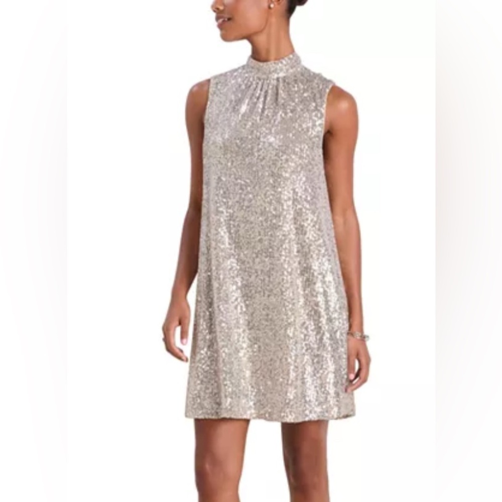Vineyard Vines Silver Sequin A-line Mini Dress